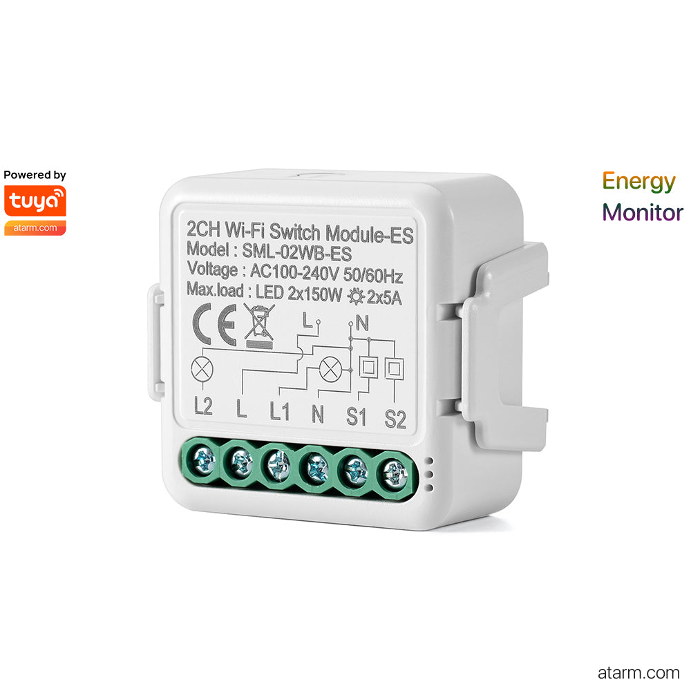 SML-02WB-ES Wi-Fi+BLE 2CH Switch Module - Energy Monitor
