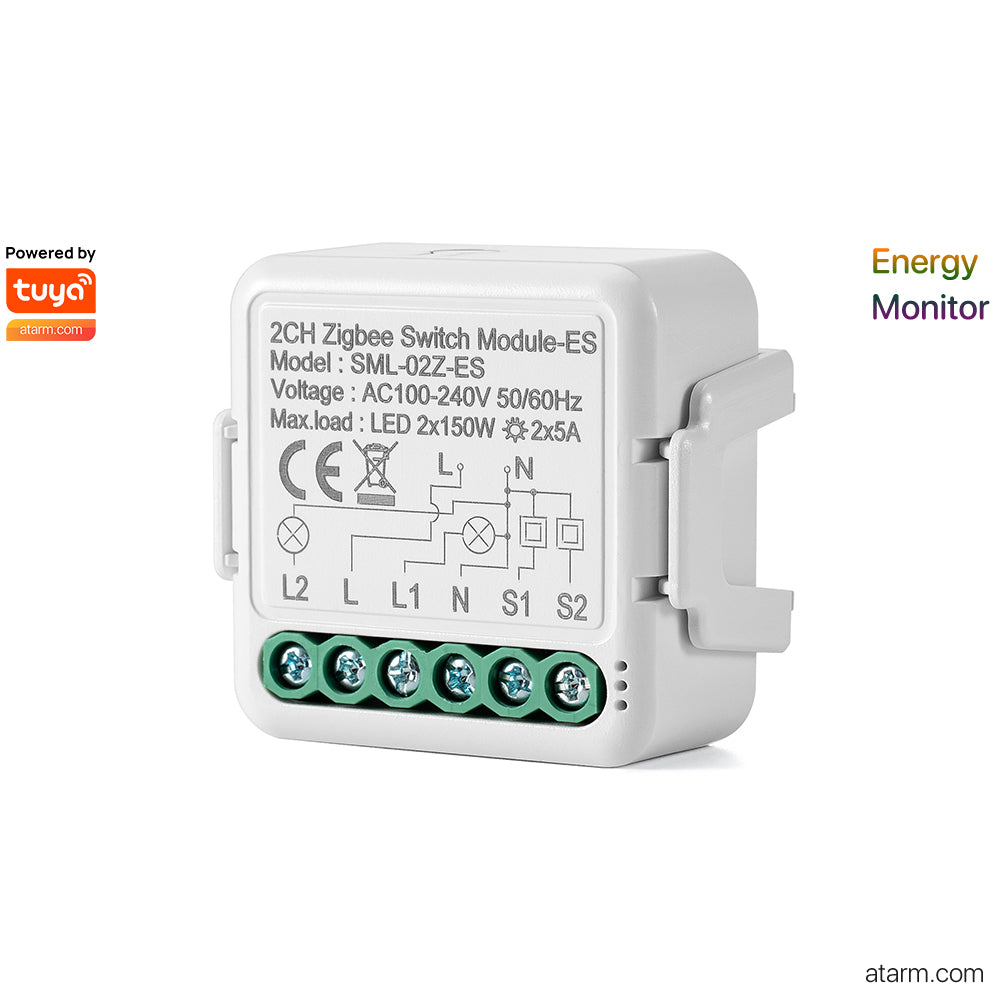 SML-02Z-ES Zigbee 2CH Switch Module - Energy Monitor